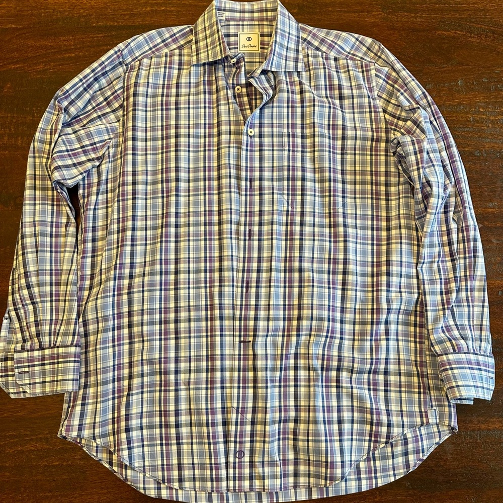 David Donahue Men's Checkered Shirt in Blue and Purple